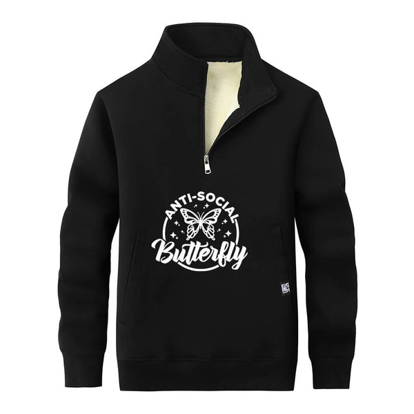 Anti-Social Butterfly Stand Collar Zip Sweatshirt 01 | Gthic.com