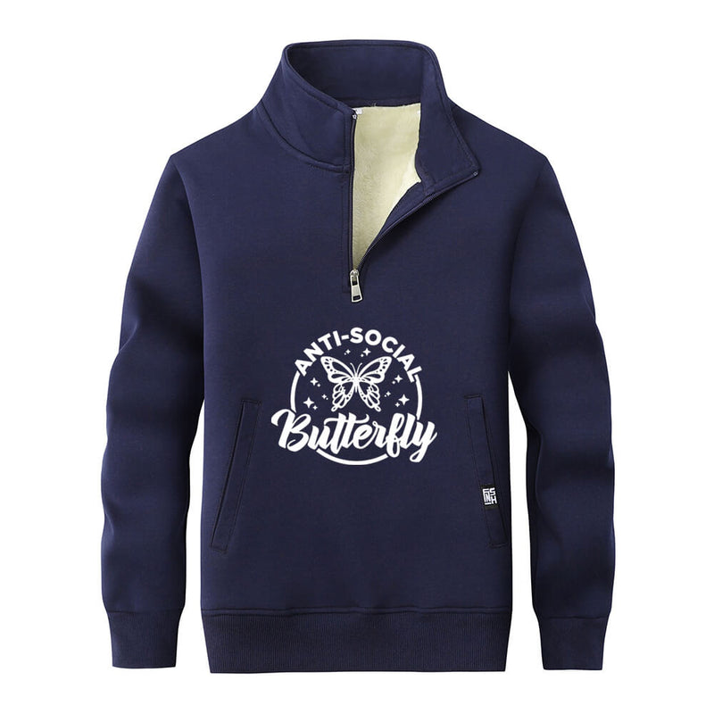 Anti-Social Butterfly Stand Collar Zip Sweatshirt 03 | Gthic.com