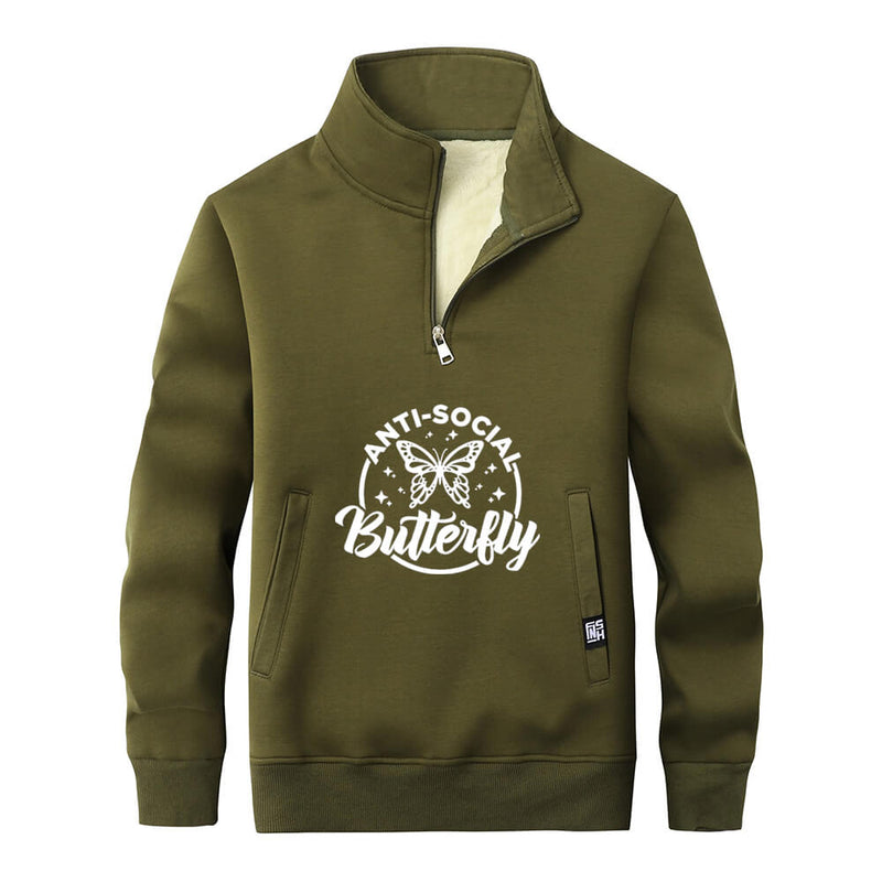 Anti-Social Butterfly Stand Collar Zip Sweatshirt