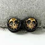 Antique Gold Skull Stainless Steel Ear Gauges | Gthic.com