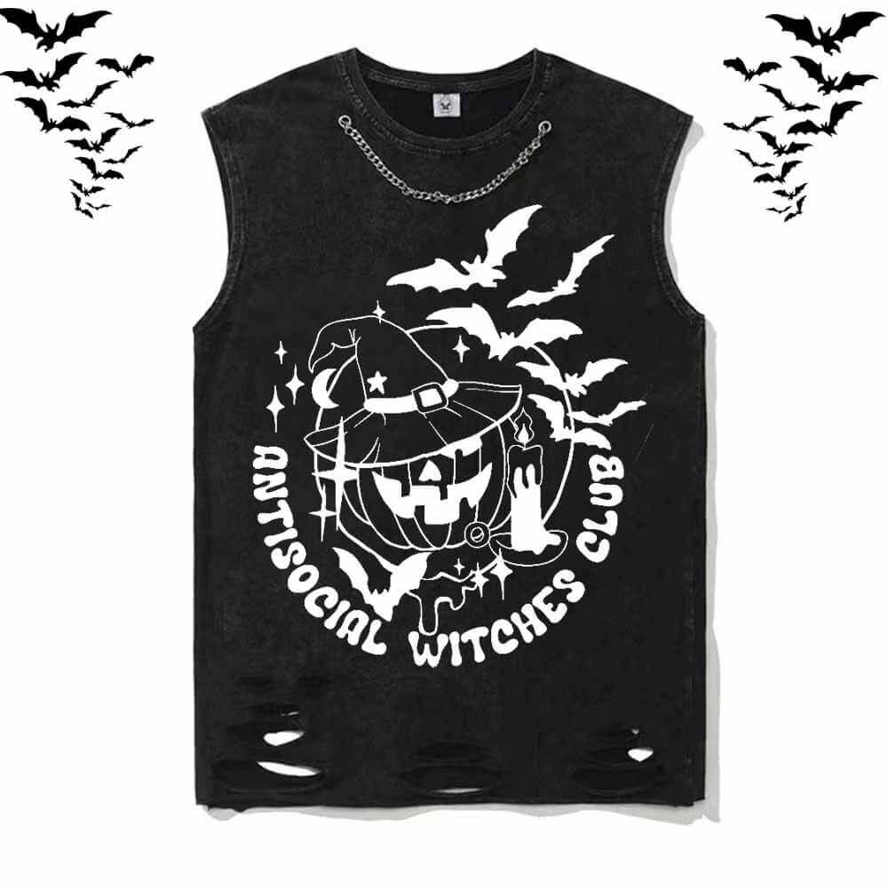 Antisocial Witches Club Vintage Washed T-shirt Vest Top 02 | Gthic.com