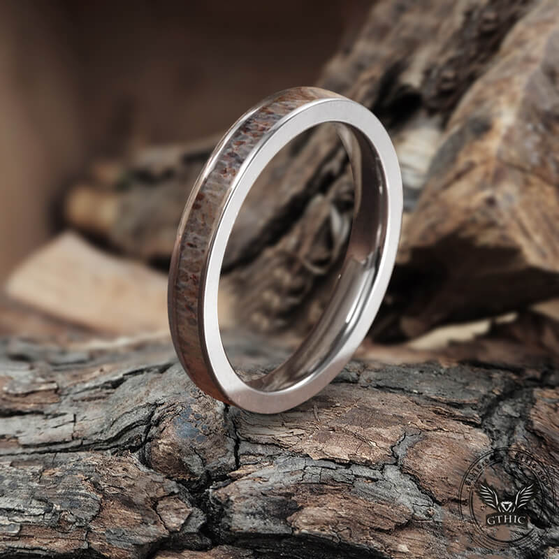 Antler Inlaid Titanium Band Ring