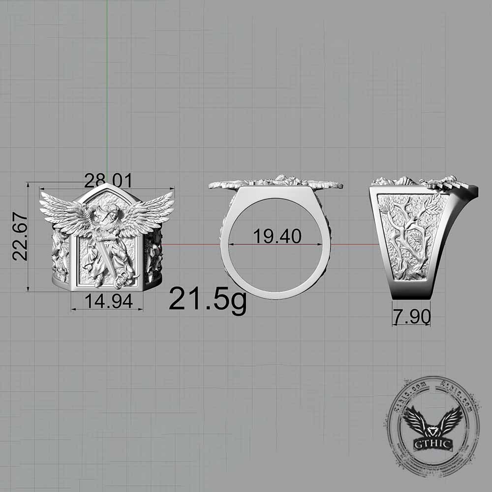 Archangel Michael Demon Slayer Sterling Silver Knight Ring
