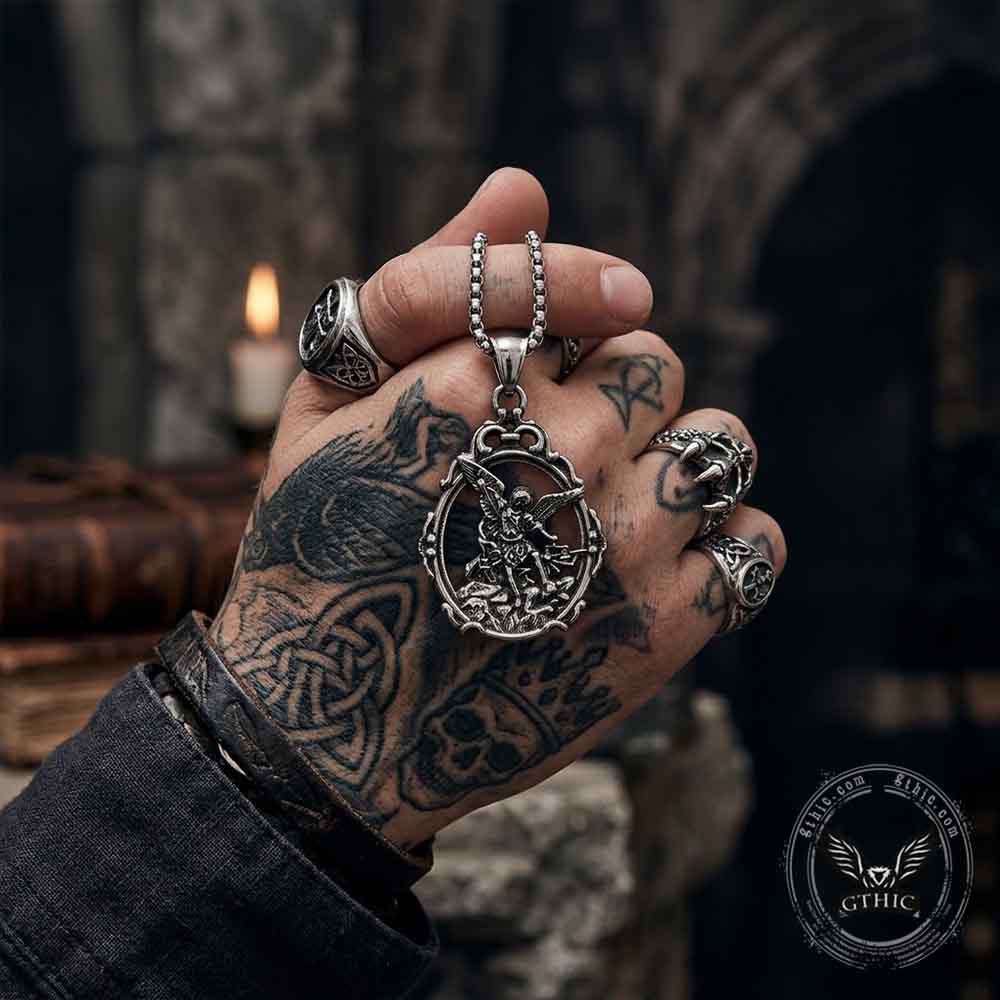 Archangel Michael Sacred Stainless Steel Pendant | Gthic.com