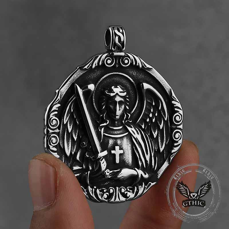 Archangel St. Michael Protects Us Stainless Steel Pendant | Gthic.com