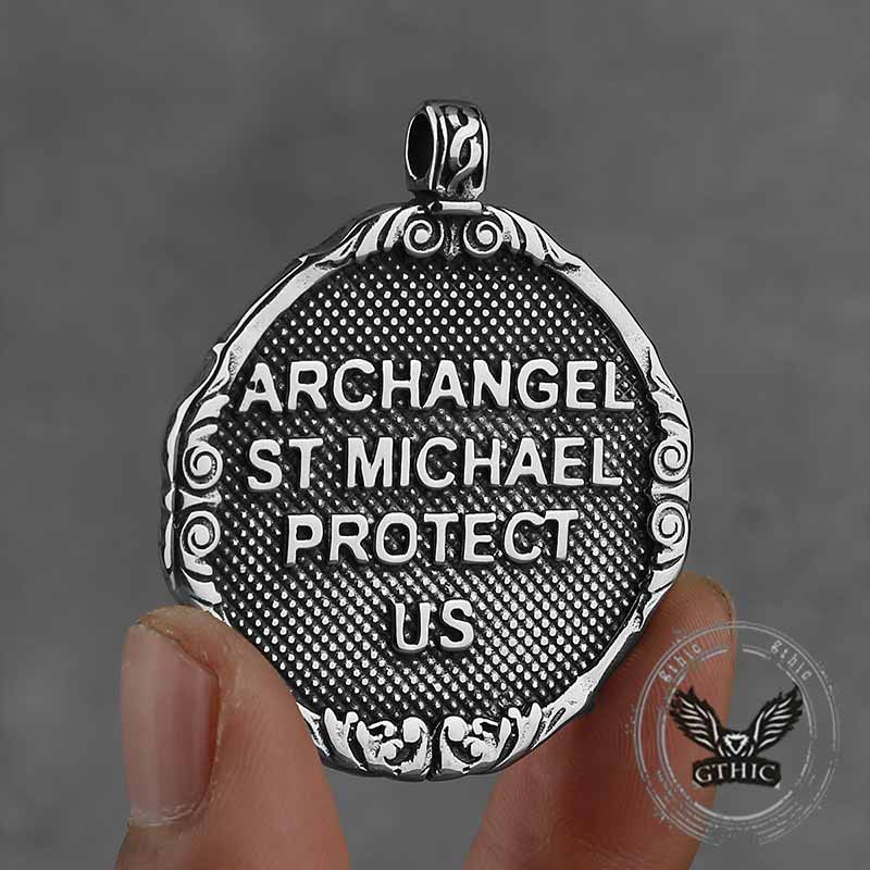 Archangel St. Michael Protects Us Stainless Steel Pendant | Gthic.com