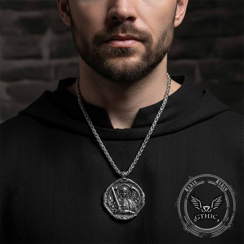 Archangel St. Michael Protects Us Stainless Steel Pendant | Gthic.com