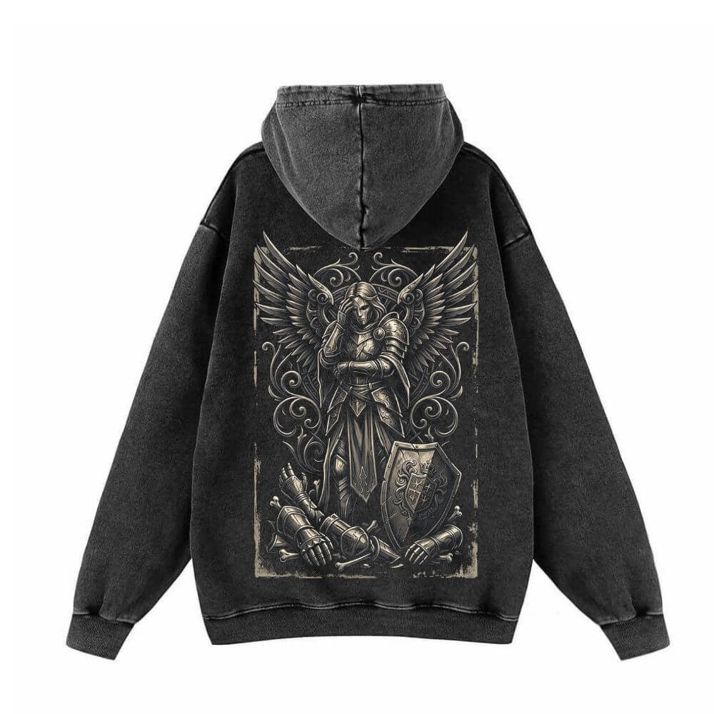 Archangel Warrior Fallen Soldier Vintage Washed Hoodie