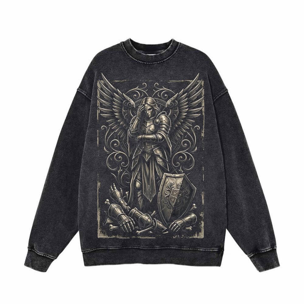 Archangel Warrior Fallen Soldier Vintage Washed Sweatshirt | Gthic.com