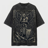 Archangel Warrior Fallen Soldier Vintage Washed T-Shirt | Gthic.com