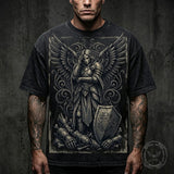 Archangel Warrior Fallen Soldier Vintage Washed T-Shirt | Gthic.com