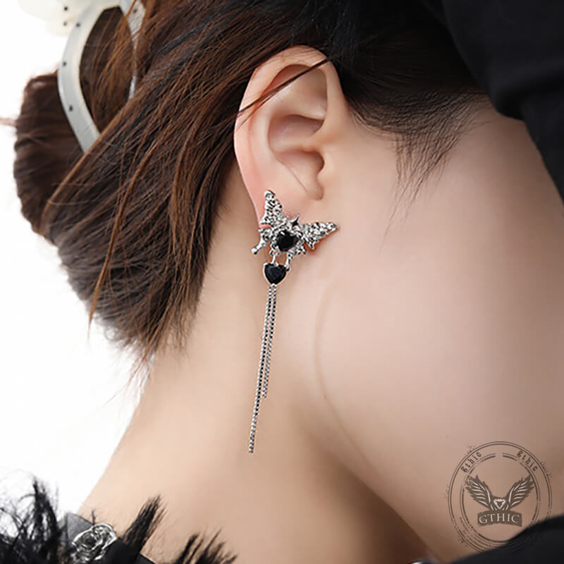 Asymmetric Butterfly Black Heart Alloy Jewelry Set| Gthic.com