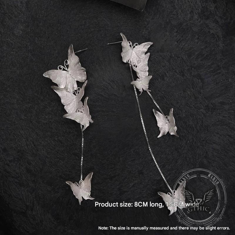 Asymmetric Butterfly Handmade Sterling Silver Drop Earrings