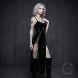 Asymmetrical High-Slit Lace-Up Bodycon Dress | Gthic.com