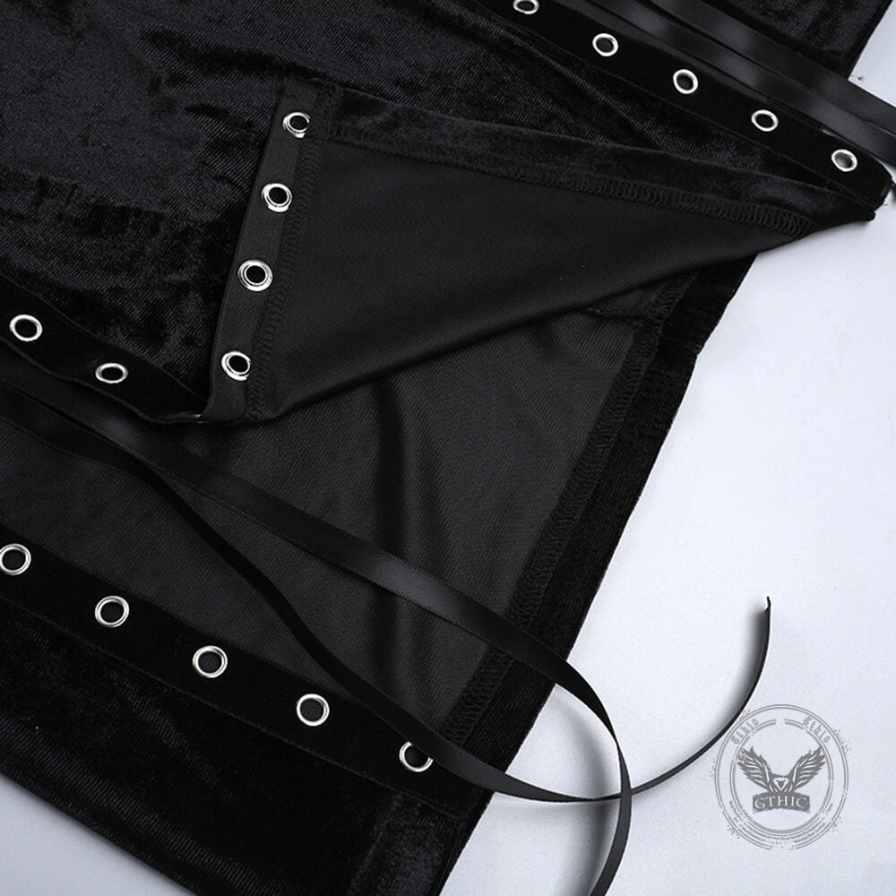 Asymmetrical High-Slit Lace-Up Bodycon Dress