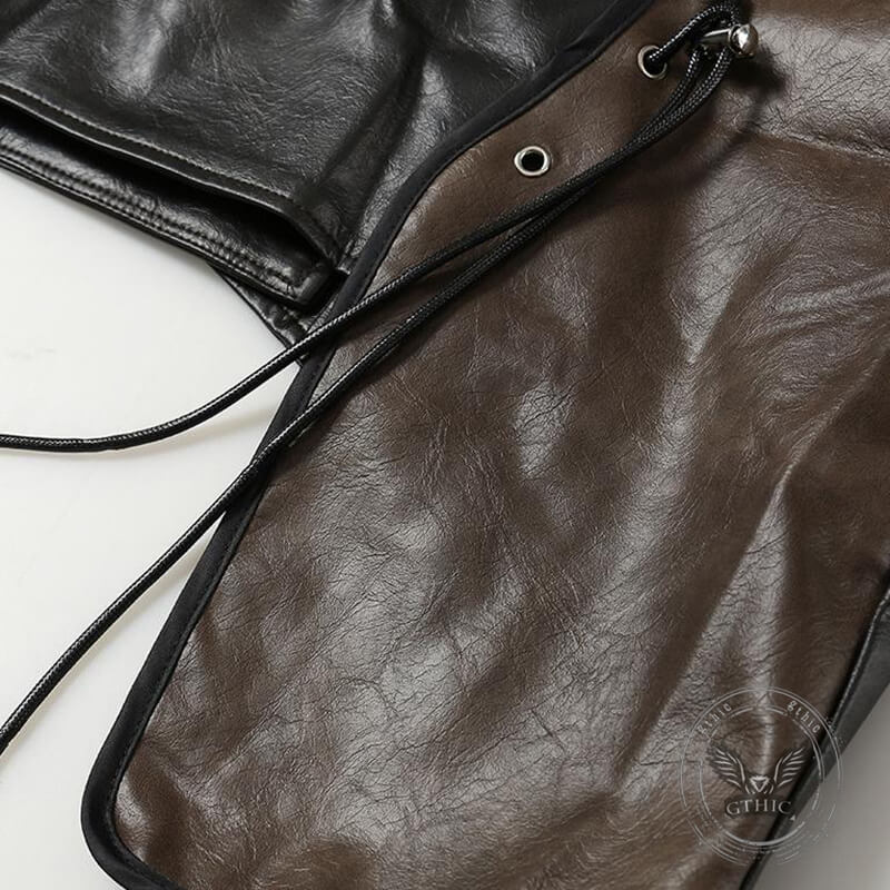 Asymmetrical Patchwork Faux Two-Piece Leather Skirt