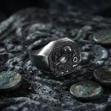 Athena Owl Stainless Steel Vintage Signet Ring | Gthic.com