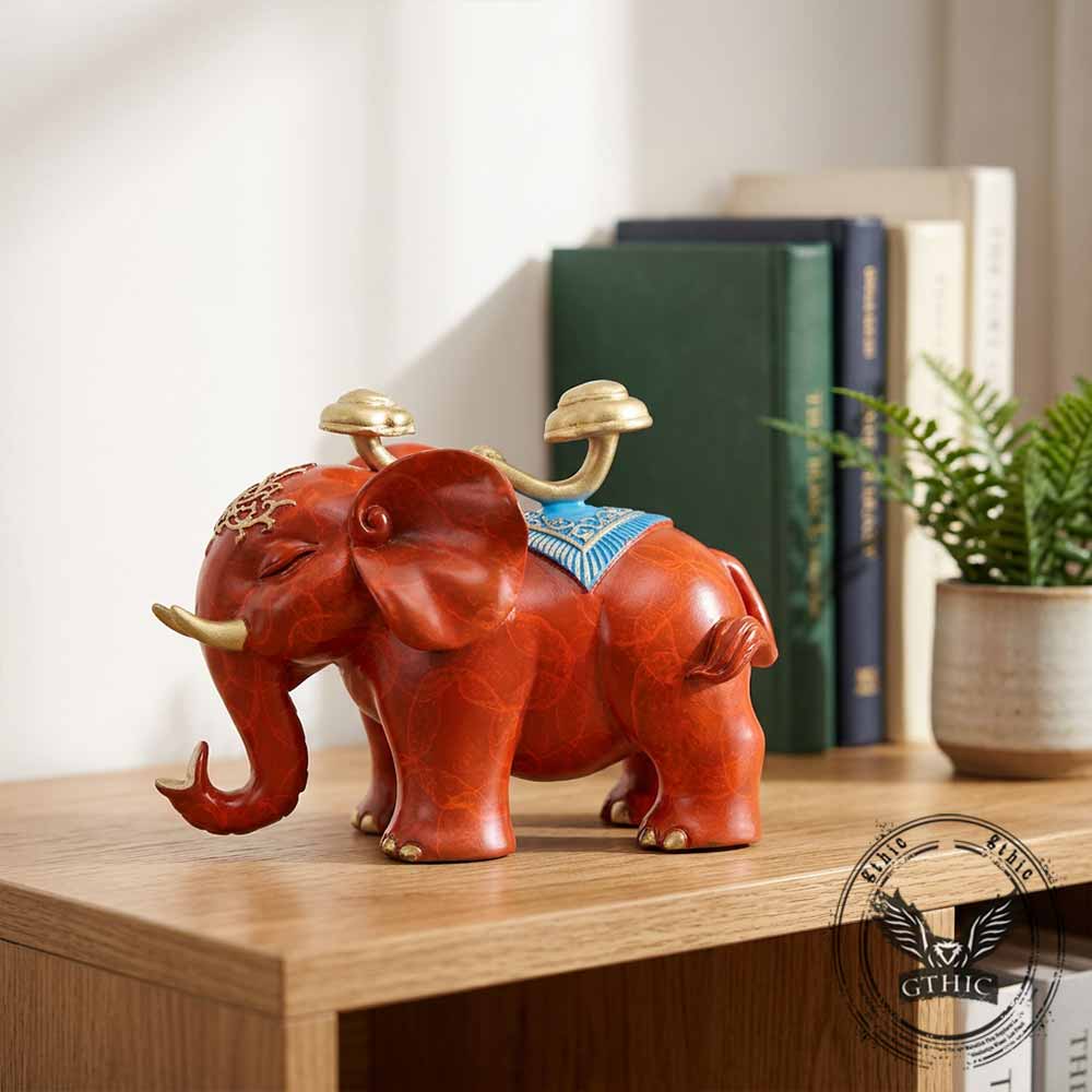 Auspicious Elephant Pair Brass Vintage Figurine