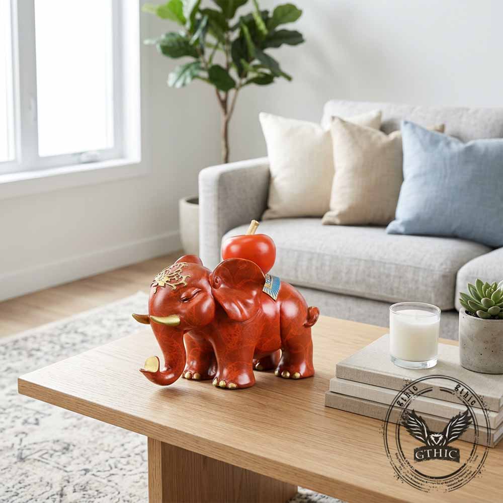 Auspicious Elephant Pair Brass Vintage Figurine