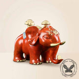 Auspicious Elephant Pair Brass Vintage Figurine