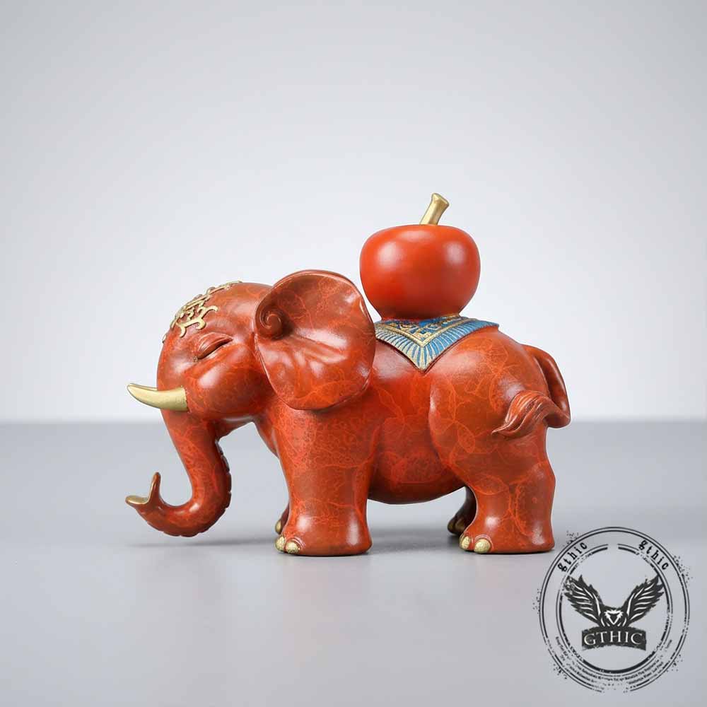 Auspicious Elephant Pair Brass Vintage Figurine