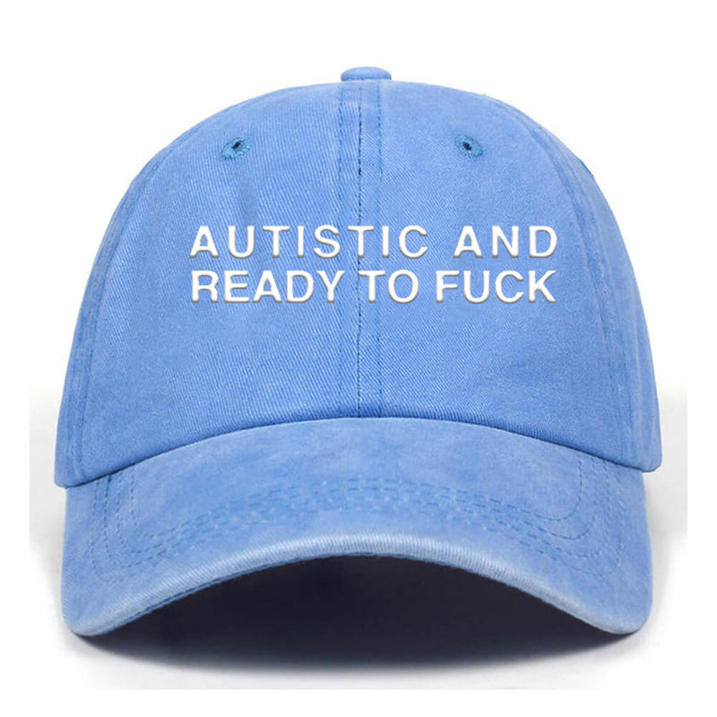 Autistic And Ready To Fuck Vintage Washed Baseball Cap | Gthic.com