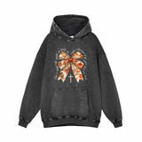 Autumn Pumpkin Cross Bow Vintage Washed Hoodie | Gthic.com