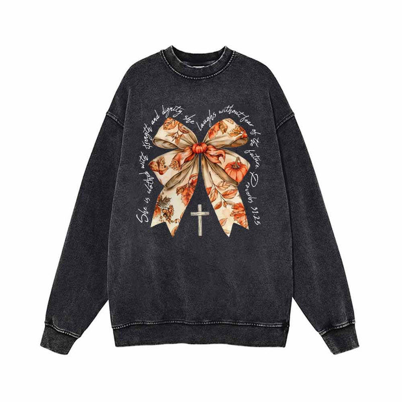 Autumn Pumpkin Cross Bow Vintage Washed Sweatshirt | Gthic.com