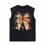 Autumn Pumpkin Cross Bow Vintage Washed Vest Top | Gthic.com