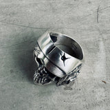 Aviator Helmet Skull Sterling Silver Ring