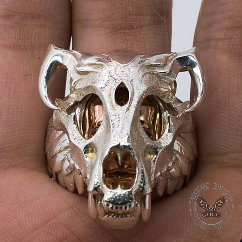 Aztec Jaguar warrior Sterling Silver Ring | Gthic.com