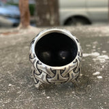 Mandalorianer-Symbol-Totenkopf-Ring aus Sterlingsilber