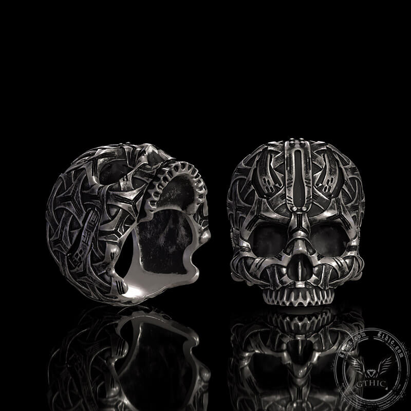 Bandage Woven Sterling Silver Skull Ring | Gthic.com