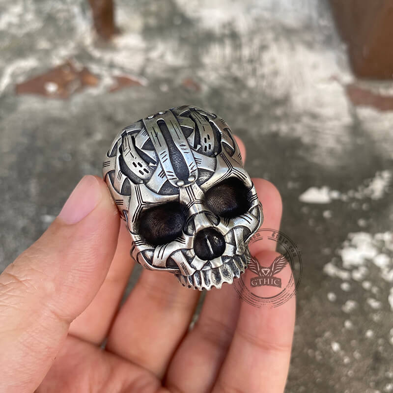 Bandage Woven Sterling Silver Skull Ring | Gthic.com