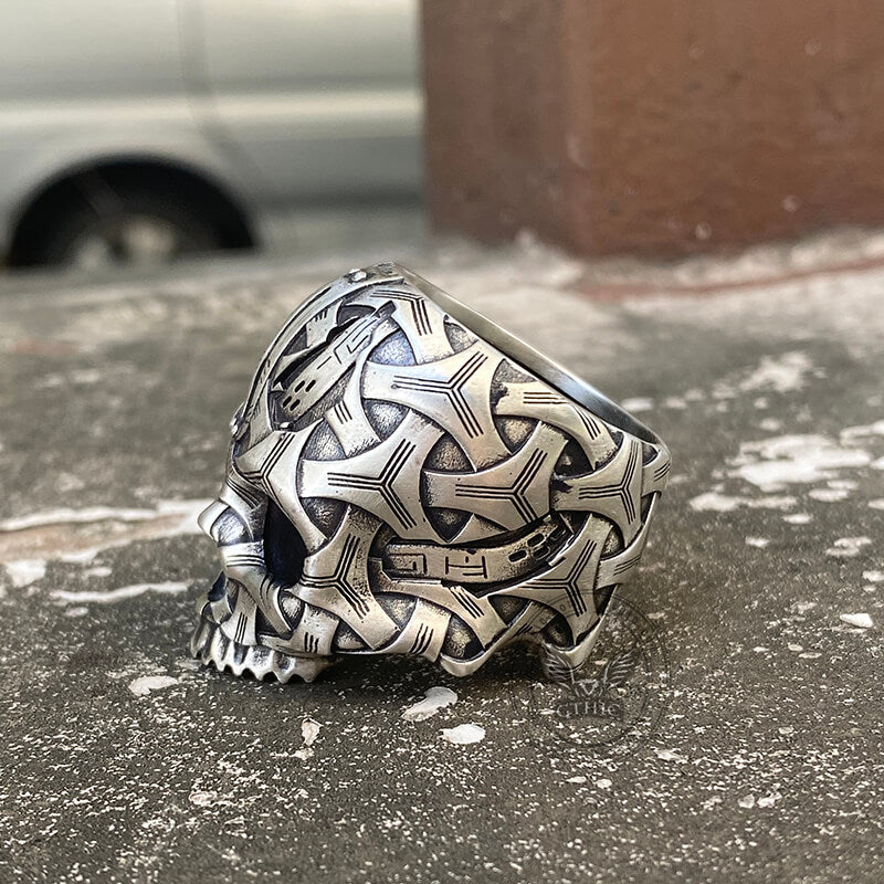 Bandage Woven Sterling Silver Skull Ring | Gthic.com