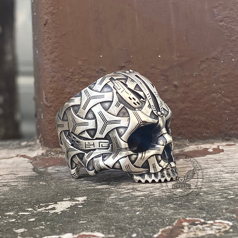 Bandage Woven Sterling Silver Skull Ring | Gthic.com