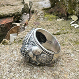 Baroque Lion Gem-set Sterling Silver Ring