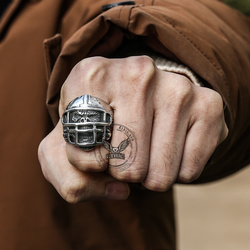 Baseball Helmet Gorilla Stainless Steel Ring