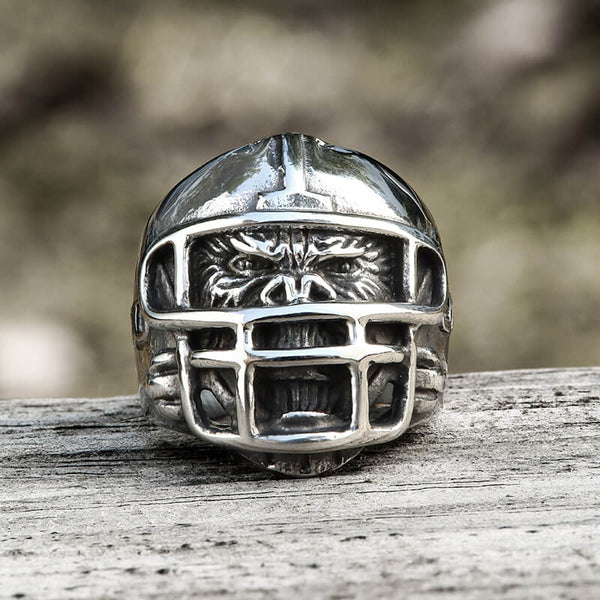 Baseball Helmet Gorilla Stainless Steel Ring | Gthic.com