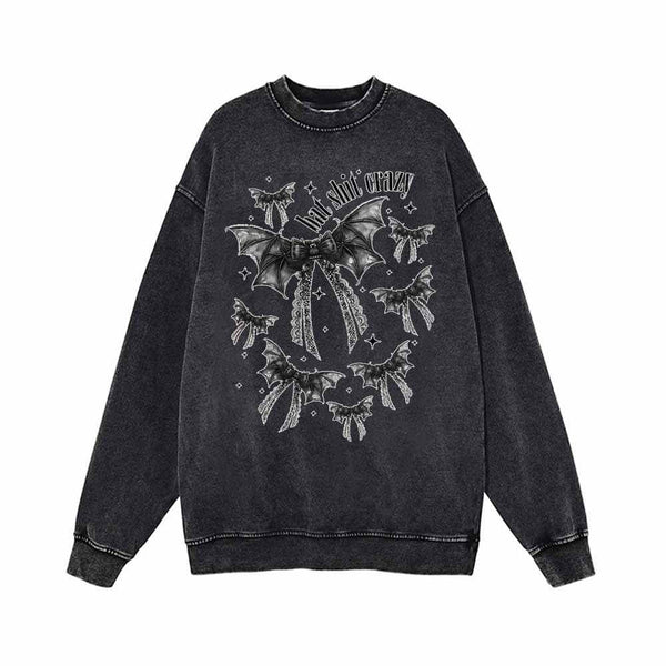 Bat Shit Crazy Vintage Washed Hoodie Sweatshirt 02 | Gthic.com