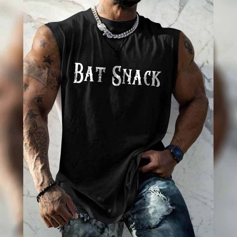 Bat Snack Print Loose Gym Vest Top | Gthic.com