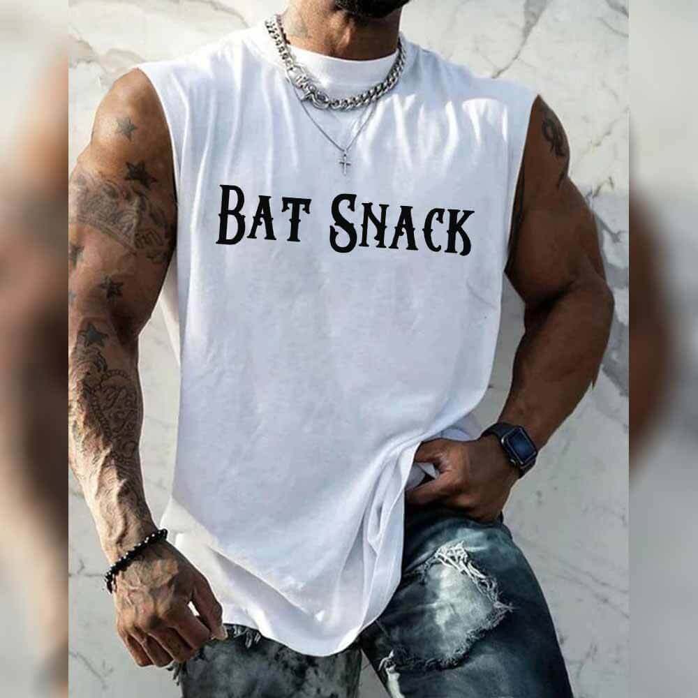 Bat Snack Print Loose Gym Vest Top | Gthic.com