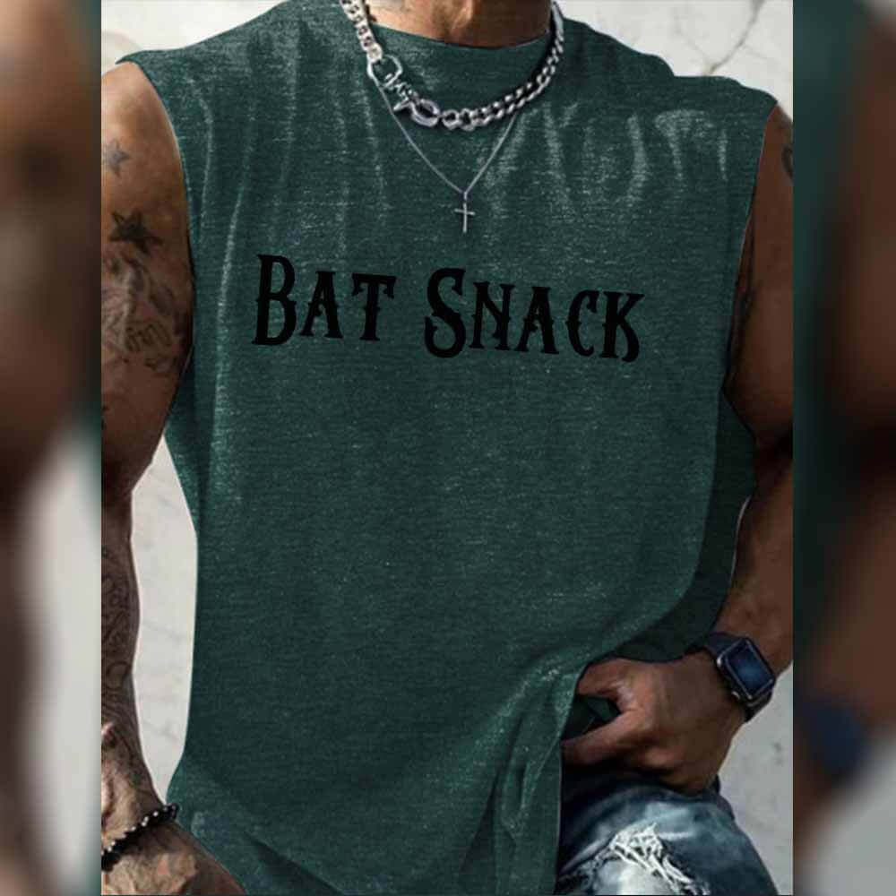 Bat Snack Print Loose Gym Vest Top | Gthic.com