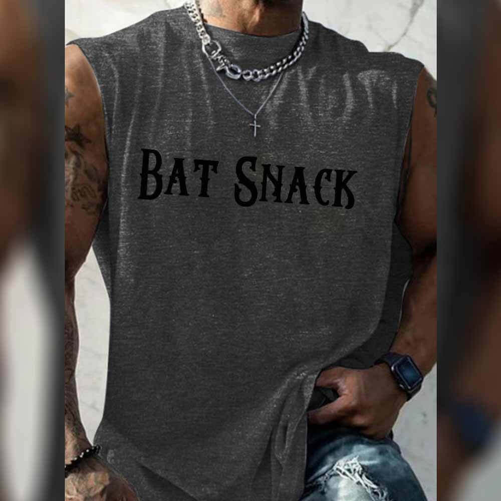 Bat Snack Print Loose Gym Vest Top | Gthic.com