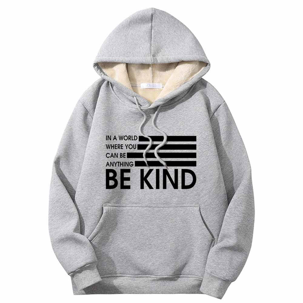 Be Kind American Flag Warm Fleece Sherpa Lined Hoodie