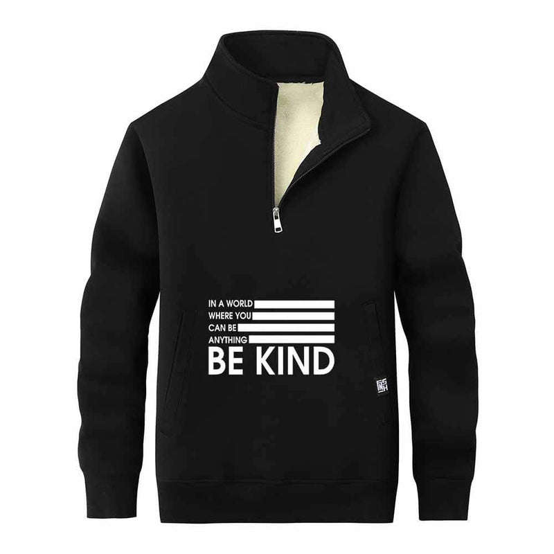 Be Kind American Flag Stand Collar Zip Sweatshirt 01 | Gthic.com