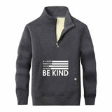 Be Kind American Flag Stand Collar Zip Sweatshirt 02 | Gthic.com