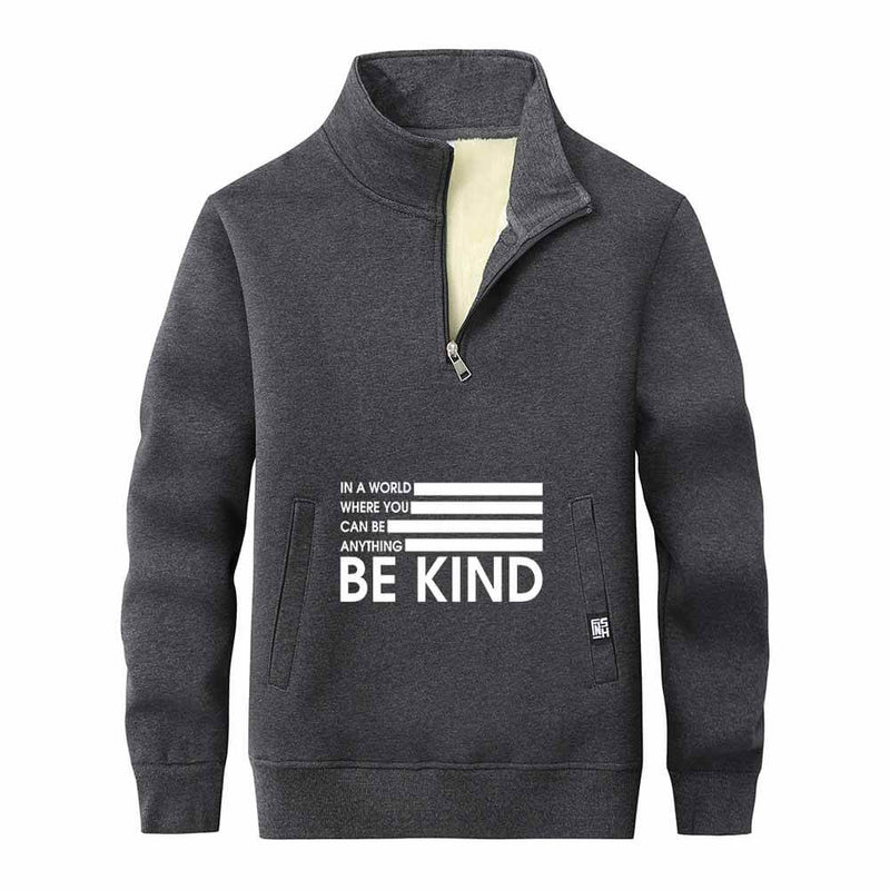 Be Kind American Flag Stand Collar Zip Sweatshirt 02 | Gthic.com