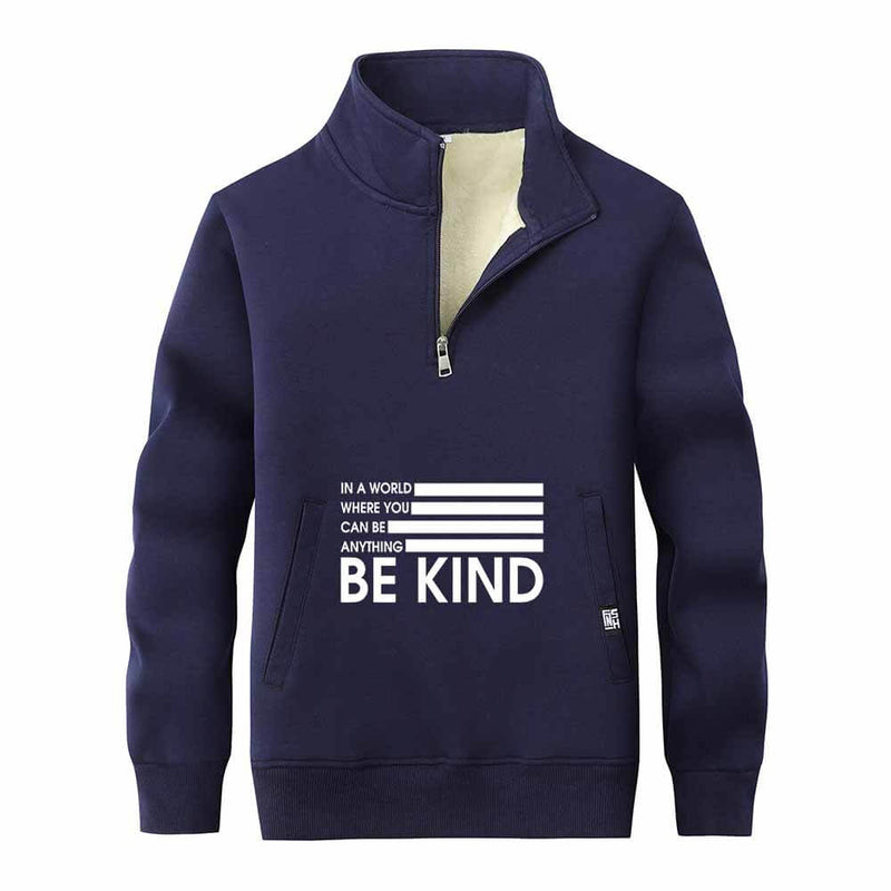 Be Kind American Flag Stand Collar Zip Sweatshirt