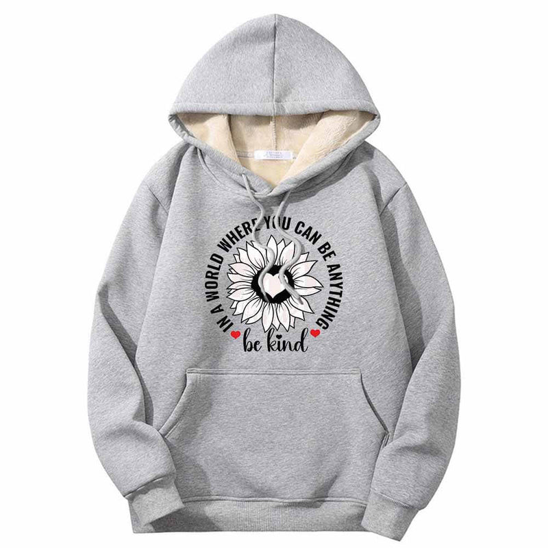 Be Kind Heart Flower Crew Collar Hoodie